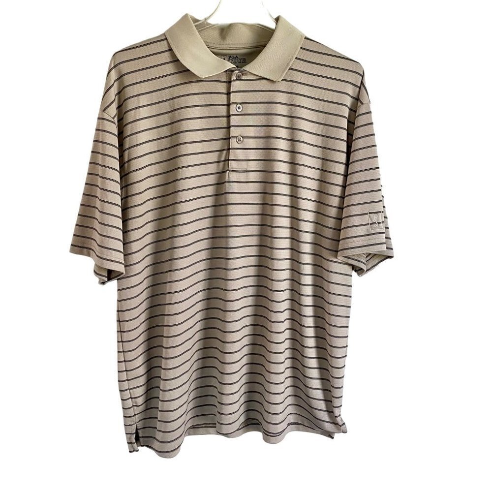 PGA Tour Polyester Striped Polo Shirt Men's XL